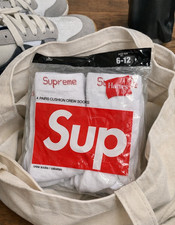    Supreme x Hanes White Crew Socks 4-Pack Size 6-12 Streetwear Essentials 2026