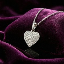 Damen Halskette mit Herz-Anhänger, echt 925 Silber rhodiniert Schmuck Geschenk