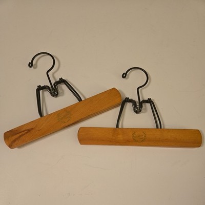 A Walker Product Vintage Pant Suit / Skirt Hanger Clamp Wood Felt, Lot of 2