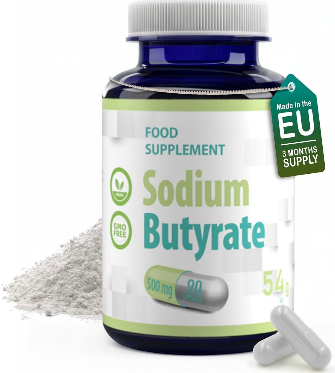 Sodium Butyrate 500mg 90 Capsules High Quality Supplement