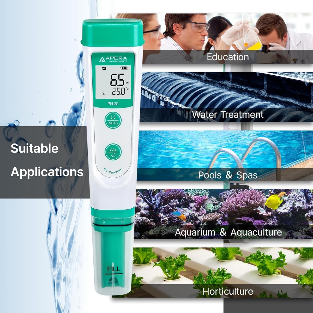 APERA INSTRUMENTS AI209 Value Series PH20 Waterproof pH Tester