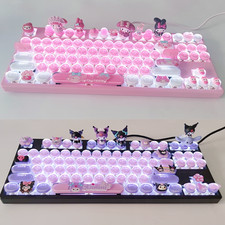 Kuromi My Melody Cinnamoroll Mechanical Keyboard Hot Swap Wired USB 87/104 Keys