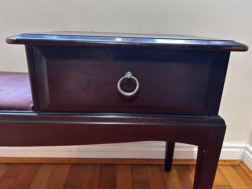 Vintage Mahogany Teak Telephone Table with Padded Seat and Drawer 1960's - Picture 3 of 9