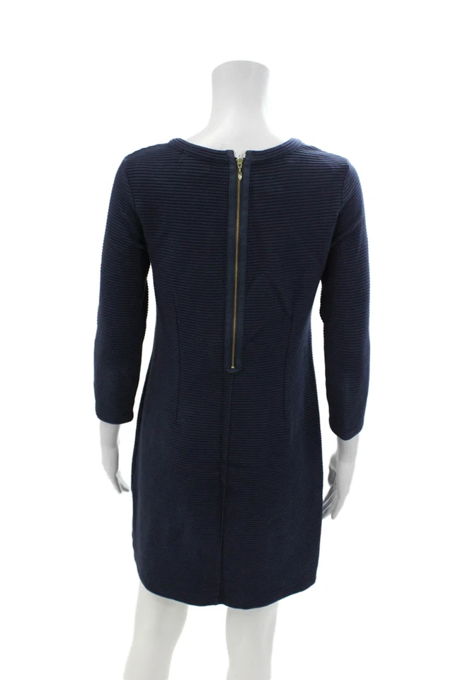 Vestido Vineyard Vines para mujer de algodón con cuello redondo manga larga forrado con cremallera azul marino talla XS Foto 3 de 4