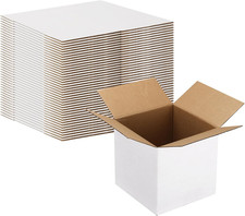 4X4X4 Shipping Boxes Set of 40, White Corrugated Cardboard Box for Mailing