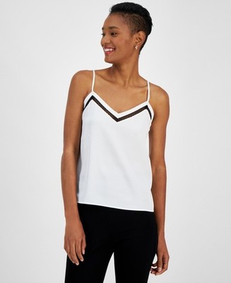 Boss Hugo Boss Orange Women's Lace-Inset V-Neck Camisole - White Medium