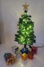 Tabletop Pre-lit 24" Christmas Tree With Presents/Ornaments And A Star Brand New