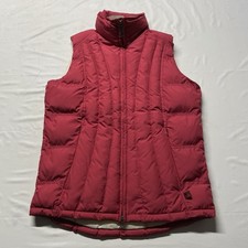 Woolrich Puffer Vest Jacket Women  s Small Quilted Full Zip Red Pockets Outerwear