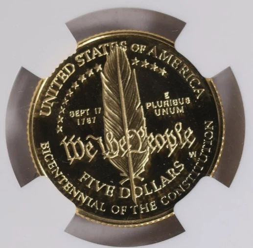 1987-W U.S. Constitution Bicentennial Gold $5 NGC PF70 ULTRA CAMEO - Image 2 of 3