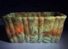 Vintage Akro Agate Planter Dish / Uranium Slag Glass / Orange White Plum Marbled