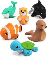 Tub Works Marine Mold Free Bath Toys, 6 Pack Sealed, No Hole Bath Toys Desig