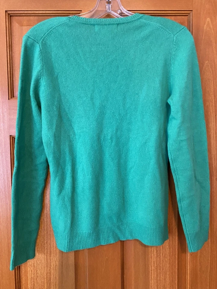 Suéter Peck & Peck 2 Capas Cachemira Cuello en V Verde Pequeño Mujer Top Invierno Foto 3 de 4