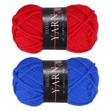 2PCS Crocheting Yarn, Light Sapphire/Crimson 4Ply Acrylic Yarn 50g, 110Yards