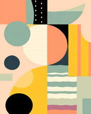 Abstract Geometric Wall Art Modern Shapes Pos...