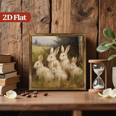 Easter Bunny Family Wooden Plaque Rustic Farmhouse Spring Desktop Decoration