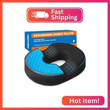 DailyCuddles Donut Pillow Cooling Gel Memory Foam Cushion, XL, Black