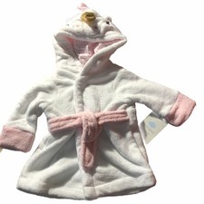 Cloud Island Okeo-Tex Baby Girl Unicorn Hooded Bath Robe Size 6-9M White  Pink