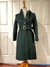 Rothschild Girls Green Longline Wool Blend Hooded Overcoat Sz 14 Timeless Winter