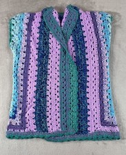 Vintage Crochet Vest Womens Medium Handmade Sweater Boho Granny Square Festival