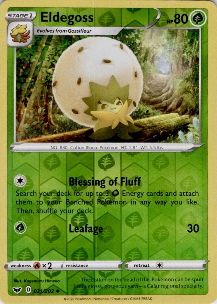 Eldegoss 021/202 Uncommon SWSH01: Sword & Shield Base Set Reverse Holo LP
