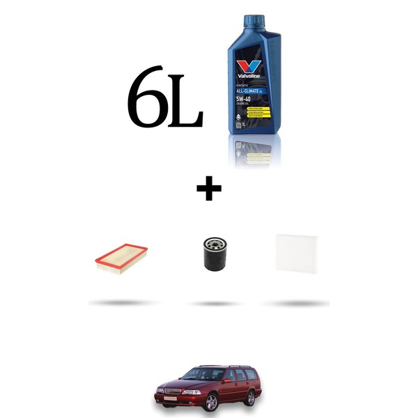 Hoffcar Wartungskit 3 Filter Und 6L ÖL FüR Volvo V70 2.4 20V 125Kw Von 97 Bis 02-image