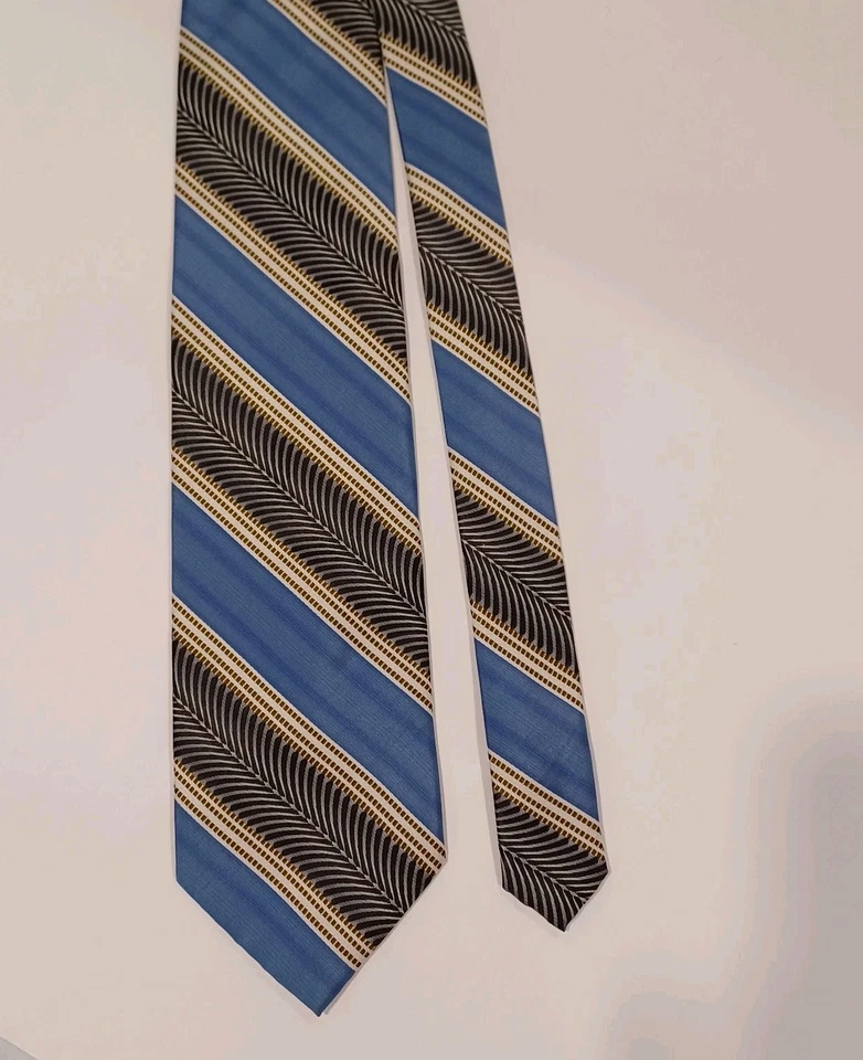 Corbata de seda para hombre Steven Land Designer azul púrpura negro blanco Foto 2 de 4