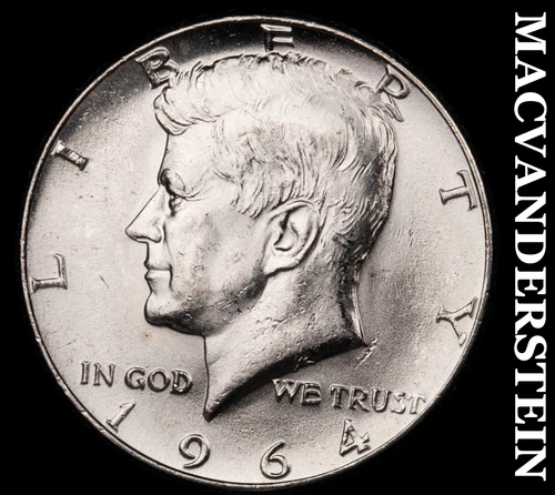 1964 Silver Kennedy Half Dollar - Choice Gem Brilliant Unc  Lustrous  #G7368