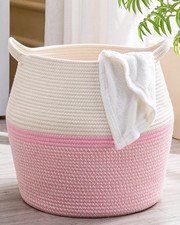 Woven Baskets for Storage 17"x17" ,Large Cotton Rope Woven Baby Laundry Hampe...
