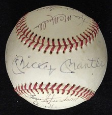 Mickey Mantle Signed Ball 1985 Fantasy Camp Mays Banks Monte Irvin photo proof