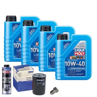 Motoröl 10W40 LIQUI MOLY 4L+MAHLE Ölfilter+Spülung+Ölablassschraube