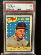 1958 Topps Set-Break #476 Stan Musial All Star PSA 6 EX-MT