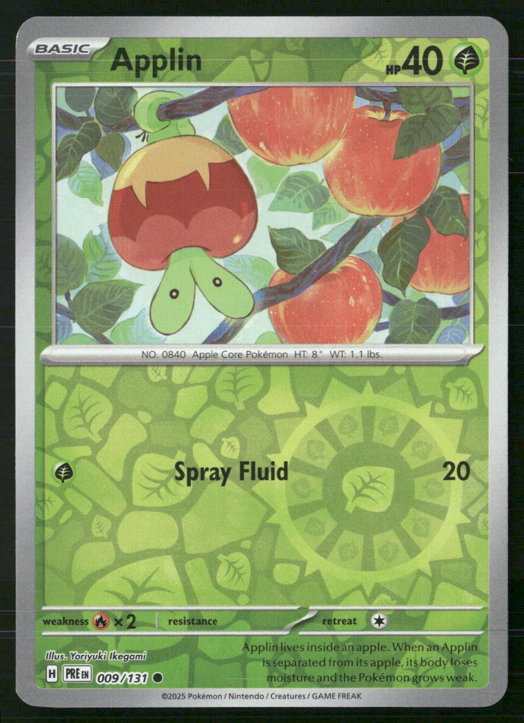 Applin 009/131 Common Prismatic Evolutions Pokemon Reverse Holo Near Mint