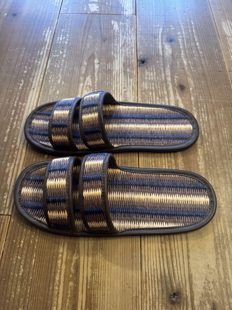 Bode Duotone Summer Slides Brown/Blue Straw & Leather Casual