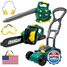 TeganPlay Kids Leaf Blower, Toy Chainsaw, and Lawn Mower Set  Realistic Toddler