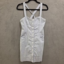 Guess Jeans Y2K Pinafore Striped Dress Womens Size 7 Rockabilly Pinup Nautical