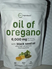 Micro Ingredients Oil of Oregano Softgels 6000mg Per Serving, 300 Count New