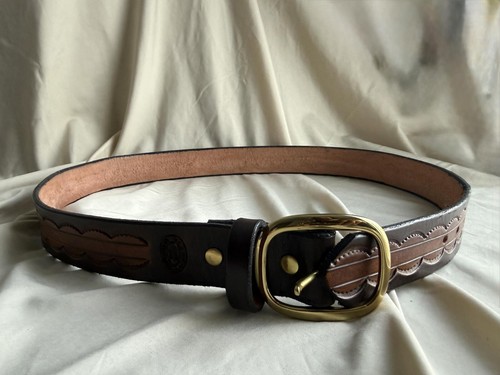 Vintage A.L. Johnson Tooled Leather Western Belt Size 26 XS