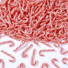80Pcs Christmas Mini Candy Faux Clay Candy for Crafts Red and White Candy Can...