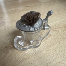 Vintage Original BMF Bierstiefel Glass Pewter Lidded Boot Shot Stein Germany