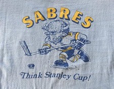 Vintage Buffalo Sabres Think Stanley Cup NHL light blue color shirt VK00885