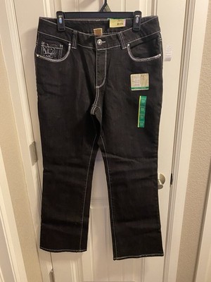NWT Faded Glory Jeans 14 A Black Bling Stretch Midrise Bootcut Denim Boot Cut