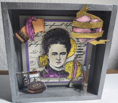 Bild, Shadowbox, Collage, Layout, Vintage, Deko, 3D, La Blanche