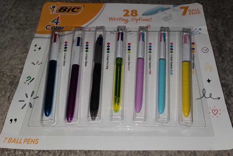 BIC 4-Color Retractable Ballpoint Pens Variety Pack containing 7 NIB
