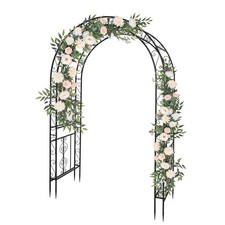 83" Garden Archway Arch Arbor Yard Decor Wedding Patio Iron Structure Gate Black
