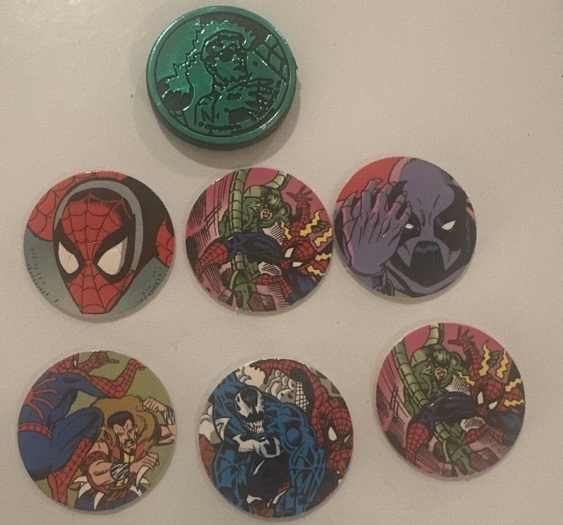 Vintage 1994 Toy Biz Marvel Comics SPIDER-MAN Pog Lot Of 6 Pogs 1 Slammer See Pc
