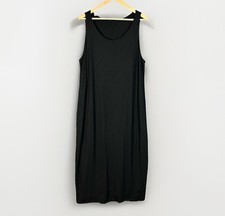 Eileen Fisher Black Sleeveless Tank Midi Dress Size 2x Knit Jersey Minimalist
