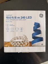 GE StayBright 240-Light 19.6-ft White Integrated LED Christmas Tape Lights
