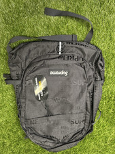 Supreme Black Logo Backpack Adjustable Straps Padded Back Designer