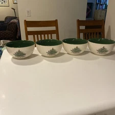 Spode (4) CHRISTMAS TREE Jumbo 6.5” CEREAL / SOUP / STACKING Bowls 3D