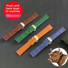 High quality butterfly buckle genuine leather watch band strap 10-20mm universal